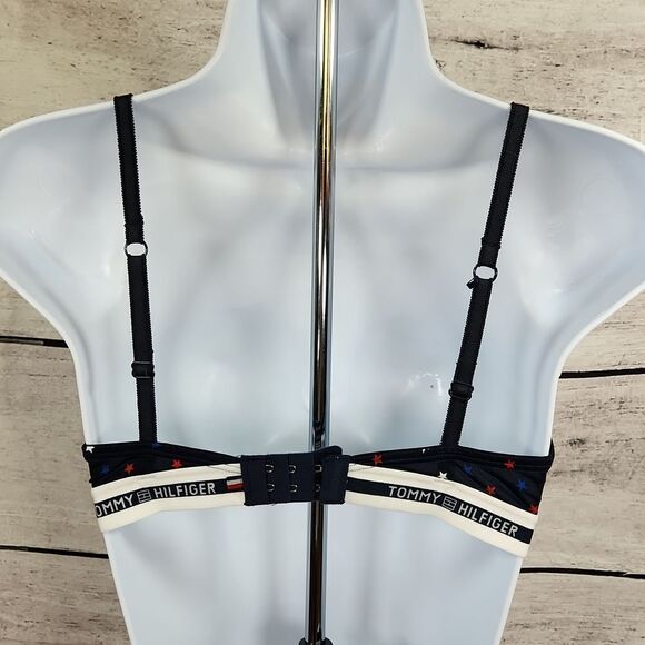 💜Tommy Hilfiger Blue Star Print Micro Push-up Bra 34C - Picture 4 of 10